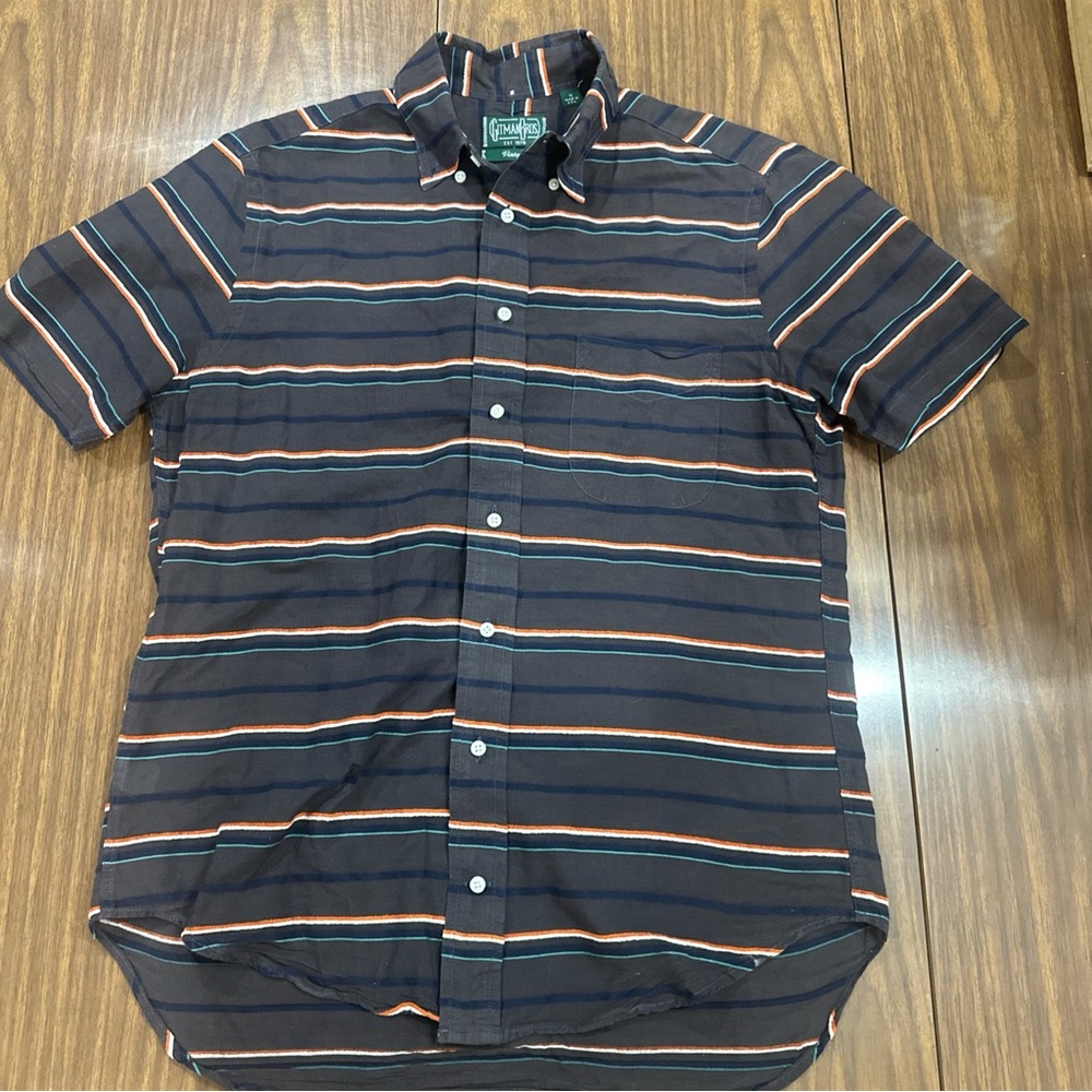 Gitman Bros Vintage Striped Short Sleeve Button-Up Shirt Mens Size Medium